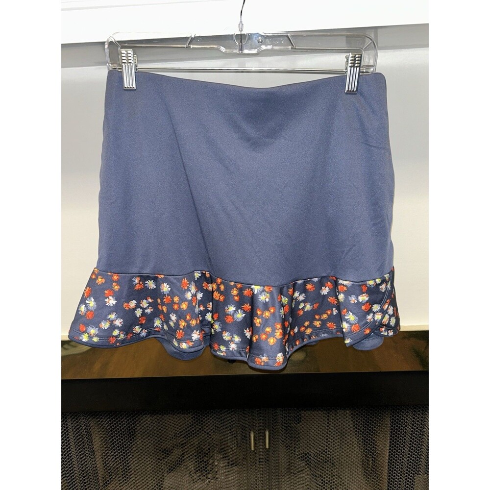 Callaway Navy Blue Mini Skirt with Floral Ruffle
